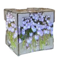 Illuminated flowercube lamp with tulip design for trendy diy tulip mirror decor