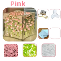 DIY pink flowercube lamp with tulip mirror for a trendy flowercube lamp vibe