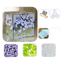 DIY purple flowercube lamp with tulips for a trendy floral decor vibe