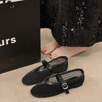 Women’s Round Toe Flat Shoes Designer Casual Trend Breathable Ballet Women’s Hollow Beach Sandals Mary Jane Shoes 2025