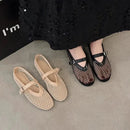 Women’s Round Toe Flat Shoes Designer Casual Trend Breathable Ballet Women’s Hollow Beach Sandals Mary Jane Shoes 2025