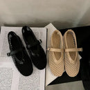 Women’s Round Toe Flat Shoes Designer Casual Trend Breathable Ballet Women’s Hollow Beach Sandals Mary Jane Shoes 2025