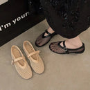 Women’s Round Toe Flat Shoes Designer Casual Trend Breathable Ballet Women’s Hollow Beach Sandals Mary Jane Shoes 2025