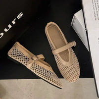 Women’s Round Toe Flat Shoes Designer Casual Trend Breathable Ballet Women’s Hollow Beach Sandals Mary Jane Shoes 2025