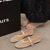 Women’s Round Toe Flat Shoes Designer Casual Trend Breathable Ballet Women’s Hollow Beach Sandals Mary Jane Shoes 2025