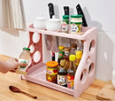 Multi-Layer Kitchen Storage Shelf System - Pink