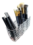 Crystal-patterned makeup brush holder in trendy diamond chic bathroom decor