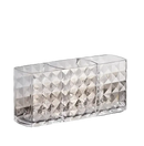 Clear three-compartment diamond-patterned organizer for diamond chic bathroom storage