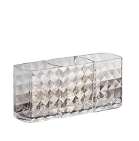 Clear three-compartment diamond-patterned organizer for diamond chic bathroom storage