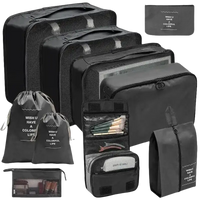 Black trendy set travel organizer for stylish travel storage and organization