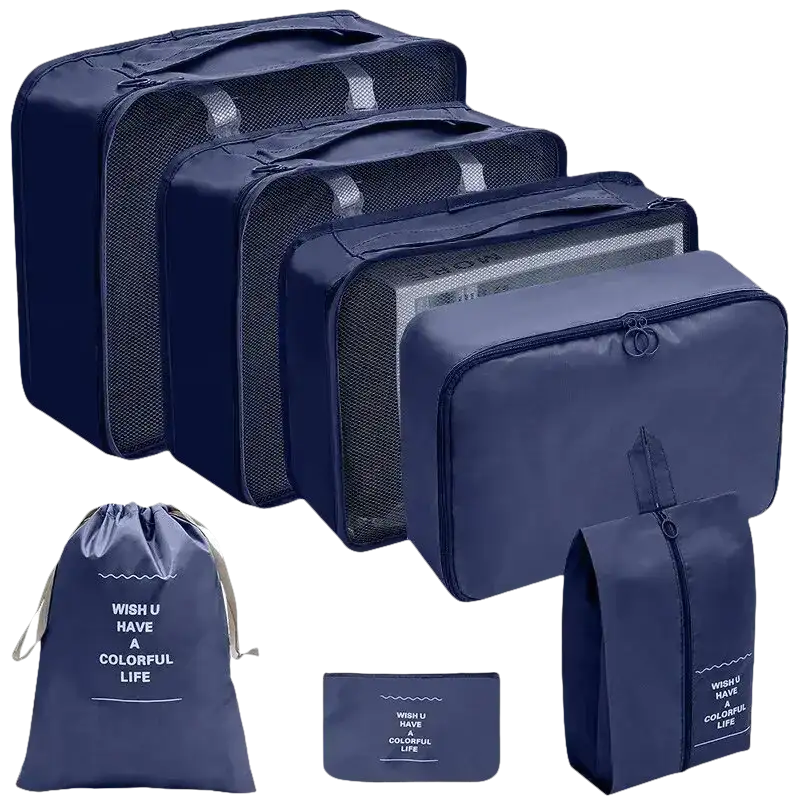 Navy blue trendy set travel organizer for wild color shenanigans and travel storage