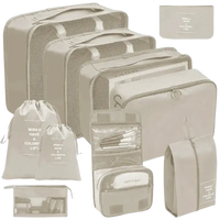 Beige travel organizer set with organizer storage bags for your wild trips