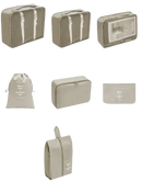 Beige trendy travel organizer set for stylish travel storage and wild color shenanigans