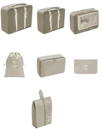 Beige trendy travel organizer set for stylish travel storage and wild color shenanigans