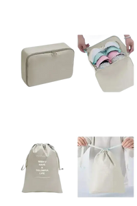 Beige set travel organizer storage bags with dimensions from Trendy set travel organizer for wild color shenanigans