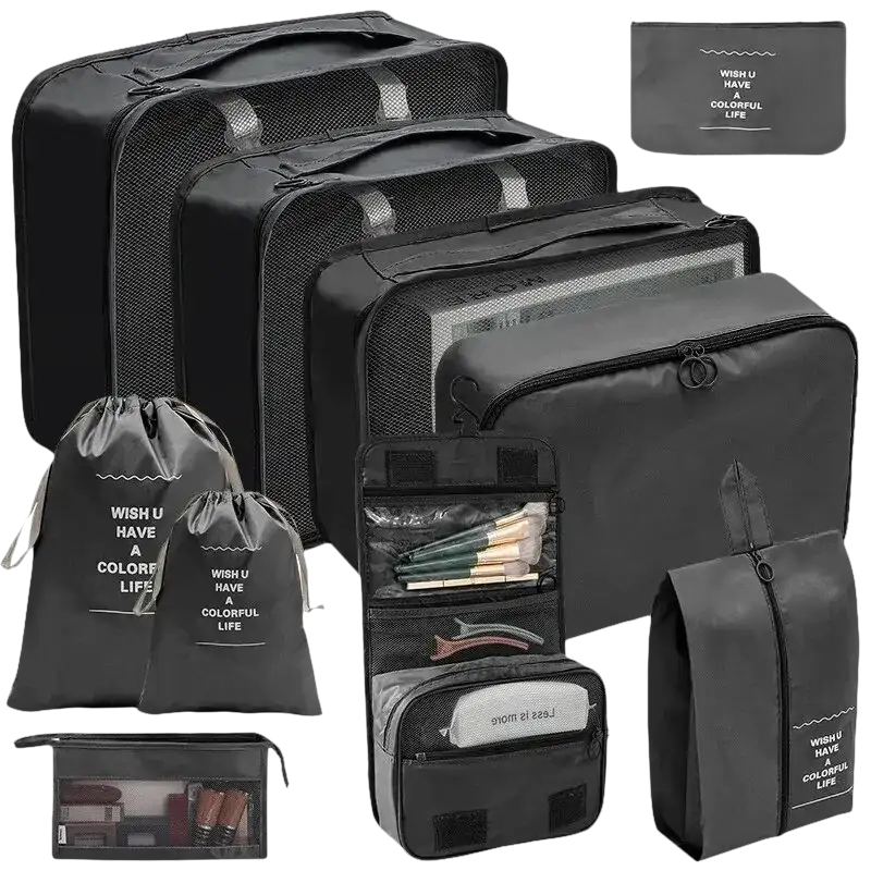 Trendy black set travel organizer for wild color shenanigans and travel storage