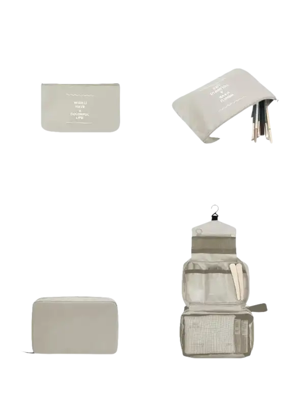 Gray trendy set travel organizer with storage details for wild color shenanigans