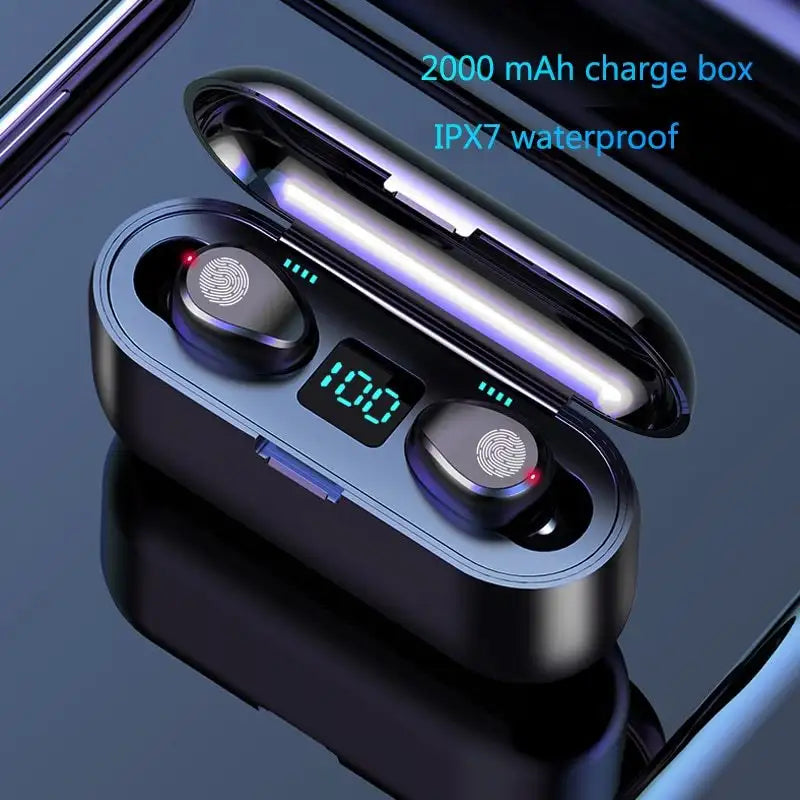 Trendy Silver Earbuds with LED Display