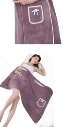 Plush trendy purple spa towel wrap with pocket, perfect beach spa towel for cool babes