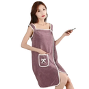 Plush purple beach spa towel wrap with white trim, girls wearable 140x85cm for spa parties