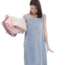 Woman in trendy blue spa towel wrap made from girls wearable 140*85cm beach spa towel