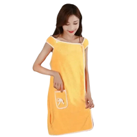 Yellow trendy beach spa towel wrap with pocket for cool babes at the spa