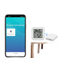 Digital temperature and humidity monitor on Trendy Tuya Bluetooth Gateway with Zany Humidity Sensor for smart homes