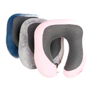 Three colorful u-comfort memory foam soft travel pillows for chill travel vibes
