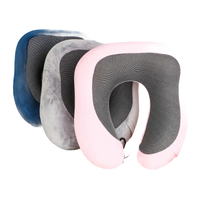 Three colorful u-comfort memory foam soft travel pillows for chill travel vibes
