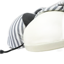 White and gray striped soft u-comfort memory foam shaped travel healthcare pillow for chill travel vibes
