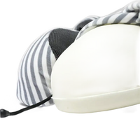 White and gray striped soft u-comfort memory foam shaped travel healthcare pillow for chill travel vibes