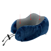 Blue and gray u-comfort memory foam neck pillow trendy shaped travel healthcare vibe