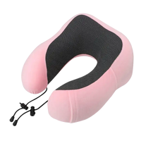 Pink and gray u-comfort memory foam shaped travel healthcare neck pillow for a trendy vibe