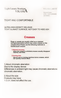 Vikama Tie-Dye Silk Rug info sheet showcasing wool non-slip rug in trendy design