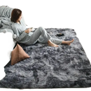 Gray shag rug from Trendy Vikama Tie Dye Silk Rug collection, soft wool non-slip rug