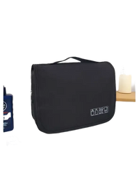 ChicTravel Waterproof Makeup Organizer with Handle, trendy black toiletry bag