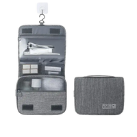 Gray hanging toiletry bag from Trendy Waterproof Makeup Organizer for quality travel makeup