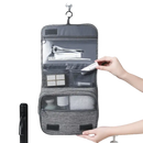 Gray hanging toiletry bag from Trendy Waterproof Makeup Organizer for quality travel makeup