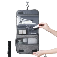 Gray hanging toiletry bag from Trendy Waterproof Makeup Organizer for quality travel makeup