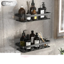 Black aluminum bathroom shelves.