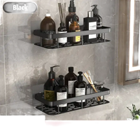Black aluminum bathroom shelves.