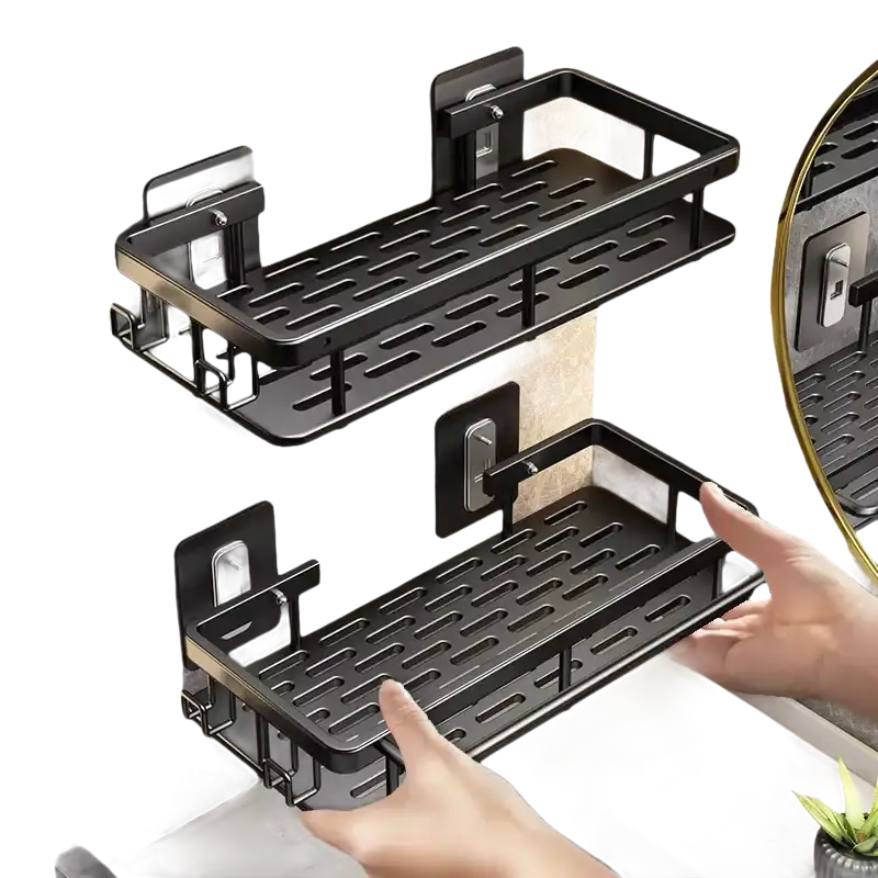 Sweet Black Metal Shower Shampoo Rack for Your Sanctuary