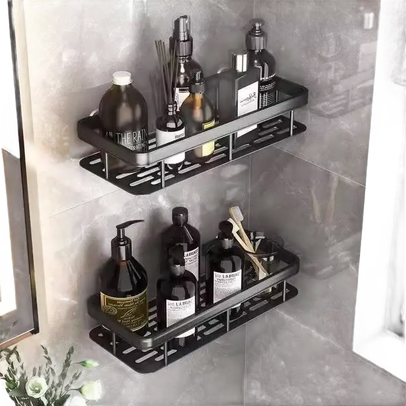 Sweet Black Metal Shower Shampoo Rack for Your Sanctuary