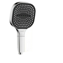 Chrome shower head with dimensions.