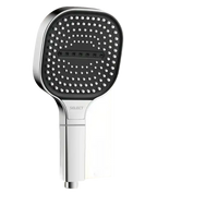 Chrome shower head with dimensions.