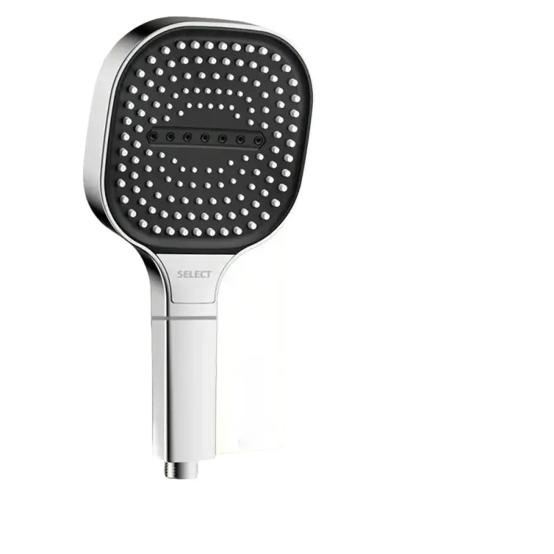 Chrome shower head with dimensions.