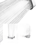 Pressurized shower head with multiple spray options.