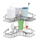 Black wire corner shower caddy.