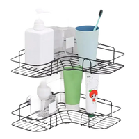 Black wire corner shower caddy.