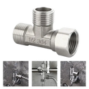 Metal plumbing T-fitting.